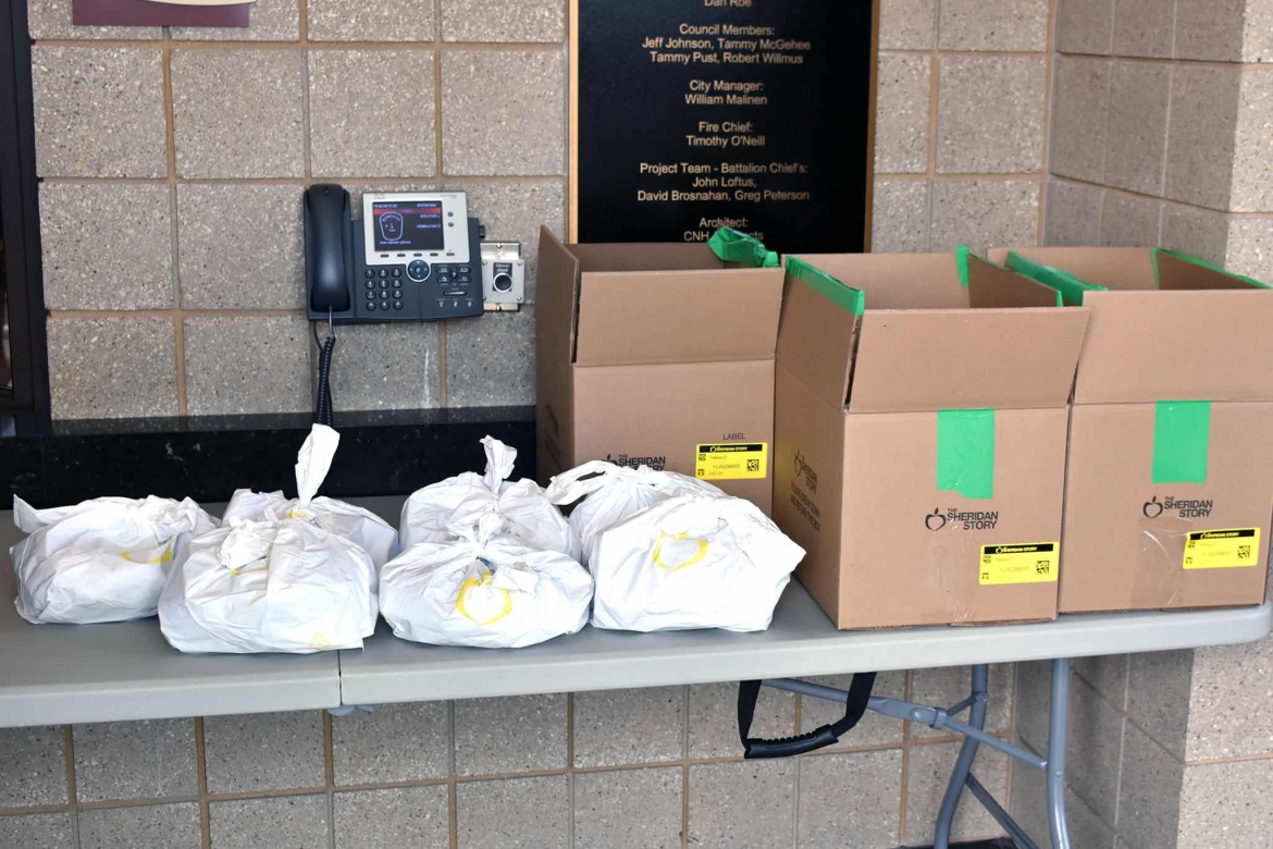 Food bags at the Roseville Fire Station