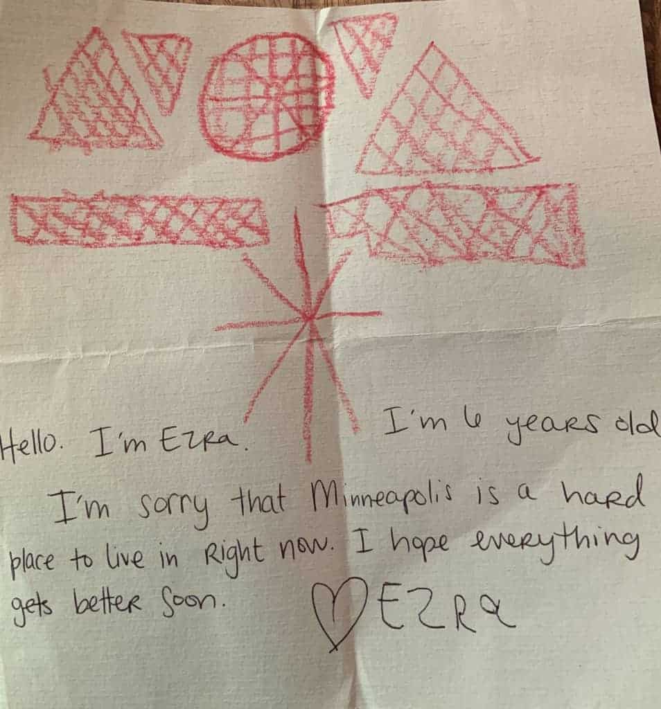 Note from a 6-year-old child with a very sweet message.