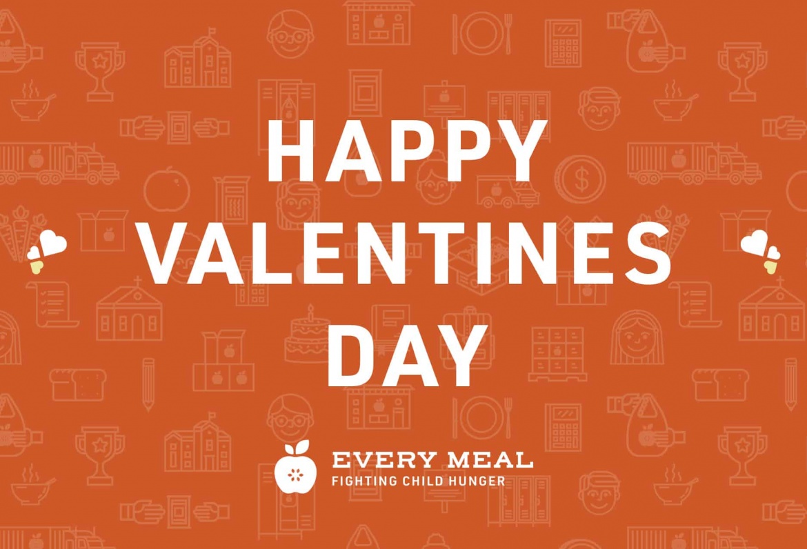 Valentine's Day 2023 E-Card Graphic with Every Meal branding