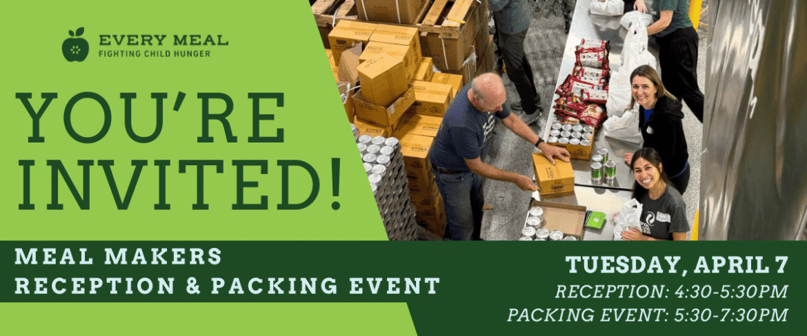 RSVP for the April 7 Reception and Packing Event from 4:30pm-7:30pm